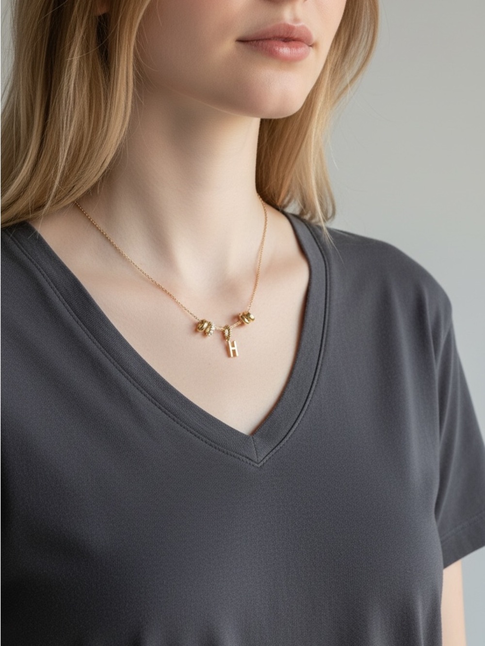 10/21 Gold Initial H Pendant Necklace - Elegant Women's Jewelry